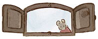 Illustration de Célestine qui regarde à travers une fenêtre, extrait du film d'Ernest et Célestine