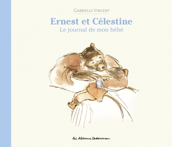 Ce livre de naissance est illustré avec les personnages d'Ernest et Célestine.