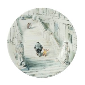 Assiette à dessert dans les escaliers du musée